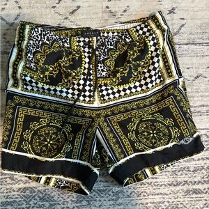 PacSun men High Waist Black and Gold Patterned swim trunk